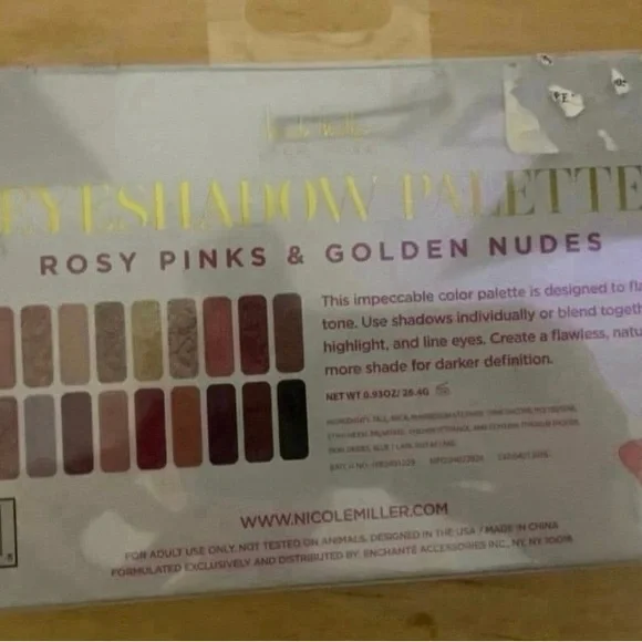 Nicole Miller Rosy Pinks & Golden Nudes Eyeshadow Palette - Picture 3 of 3